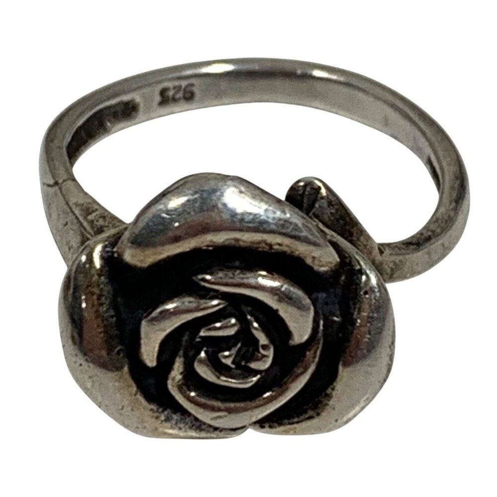 3D Rose Peony Gardenia Flower Design Ring Sterling Silver 925 Size 7, 5.43g